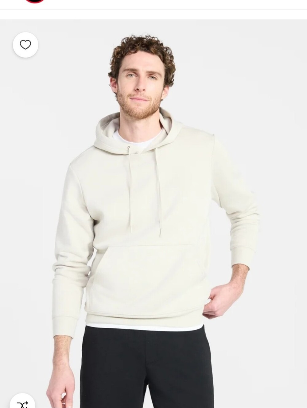 Athletic Works Men's Hoodie in Travertine (Light Beige) Fleece Kangaroo Pockets